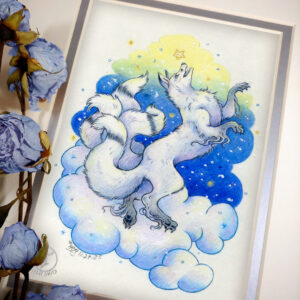 Nights of Yule Kitsune - Giclee Kitsune Print 5x7 Limited Edition